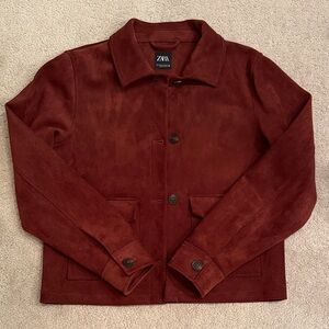 Zara Women's Rich burgundy color suede Jacket